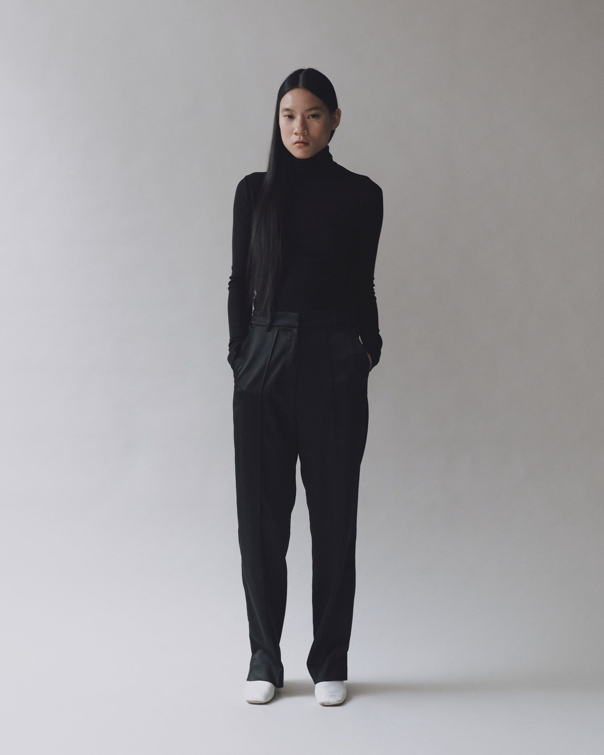 thin ribbed roll neck top | multiple colors