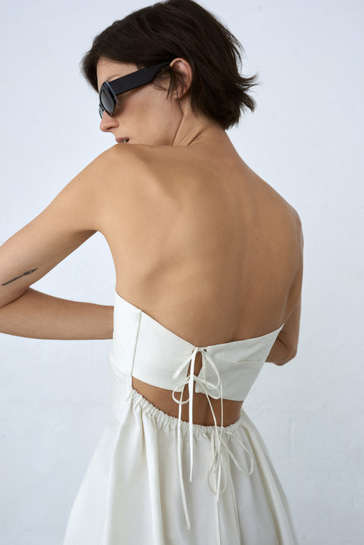 strapless dress | white