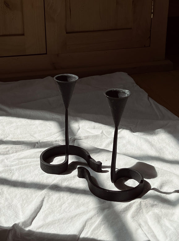 vintage iron candlestick holders