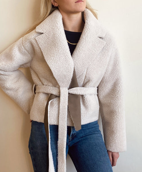 short robe coat | shearling