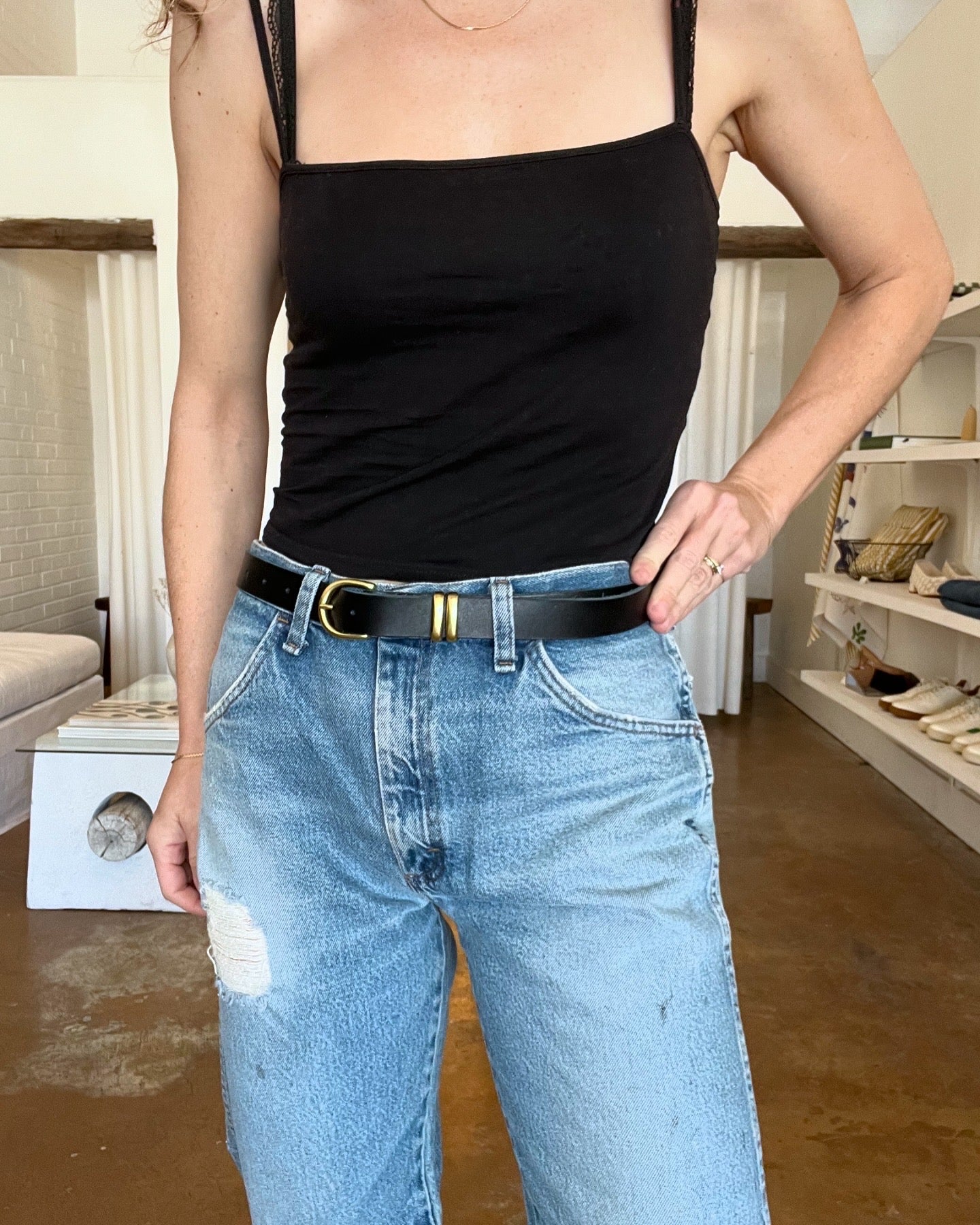 double loop leather belt | multiple colors