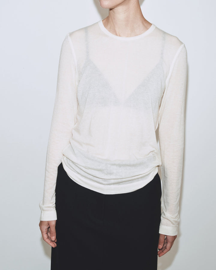 wool tencel crewneck top | multiple colors