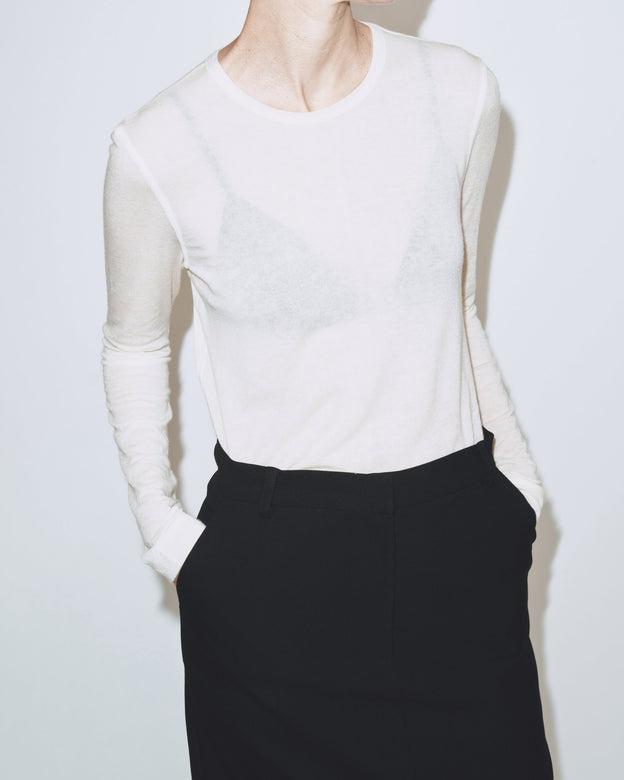 wool tencel crewneck top | multiple colors