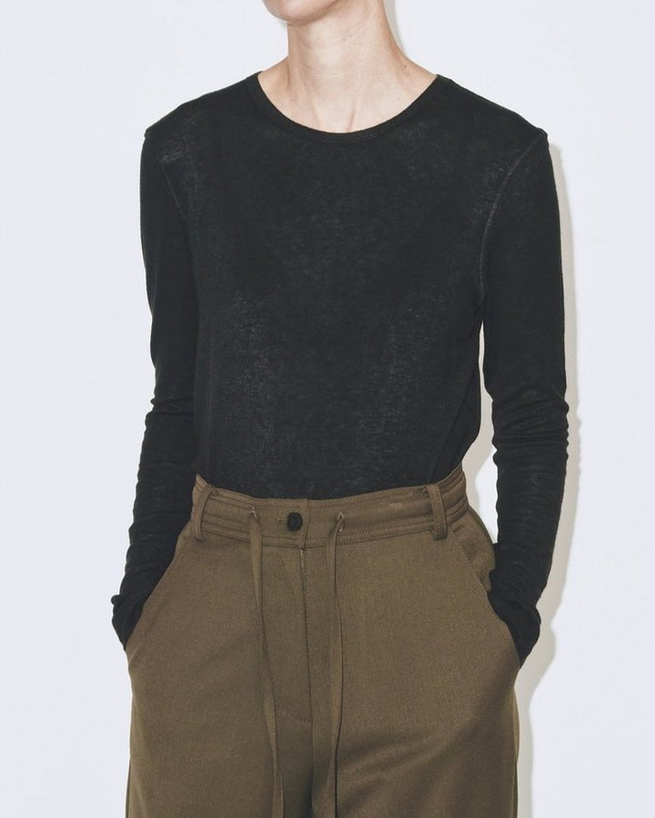 wool tencel crewneck top | multiple colors