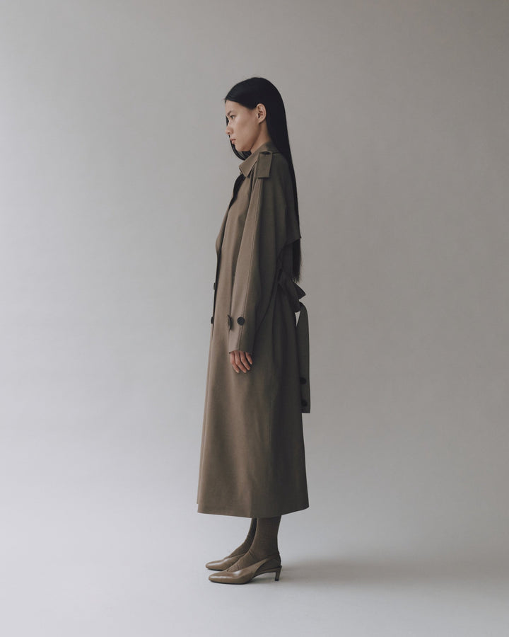 wool blend trench | light olive