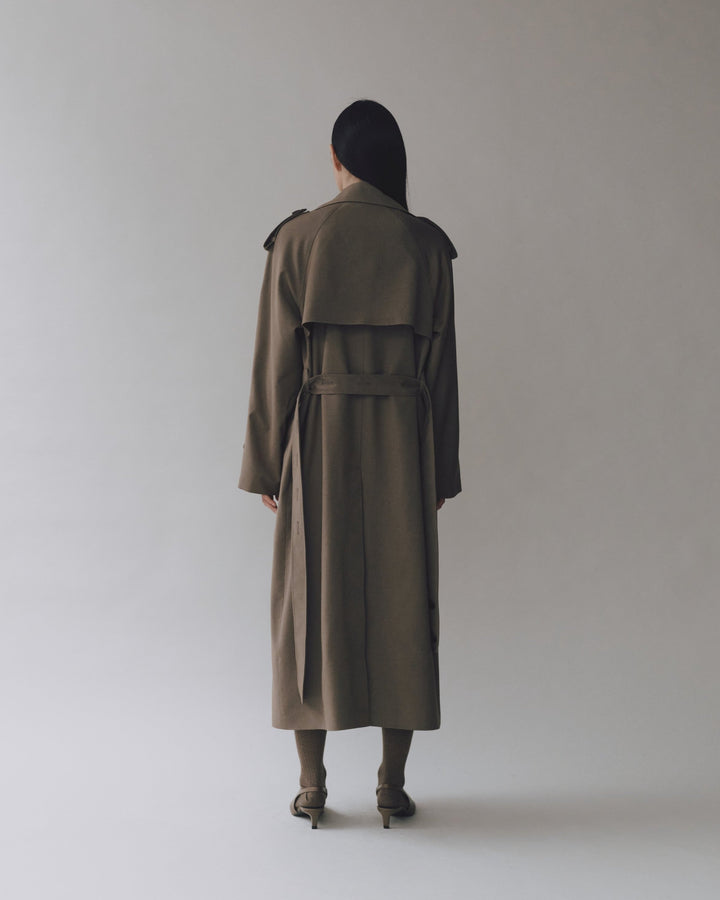 wool blend trench | light olive