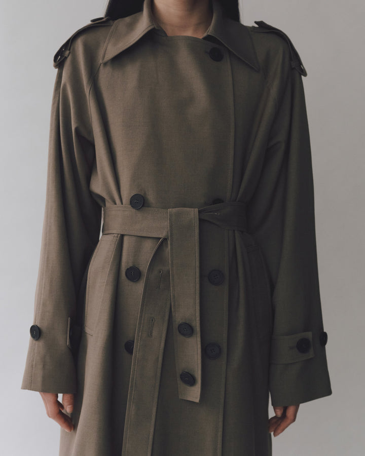 wool blend trench | light olive