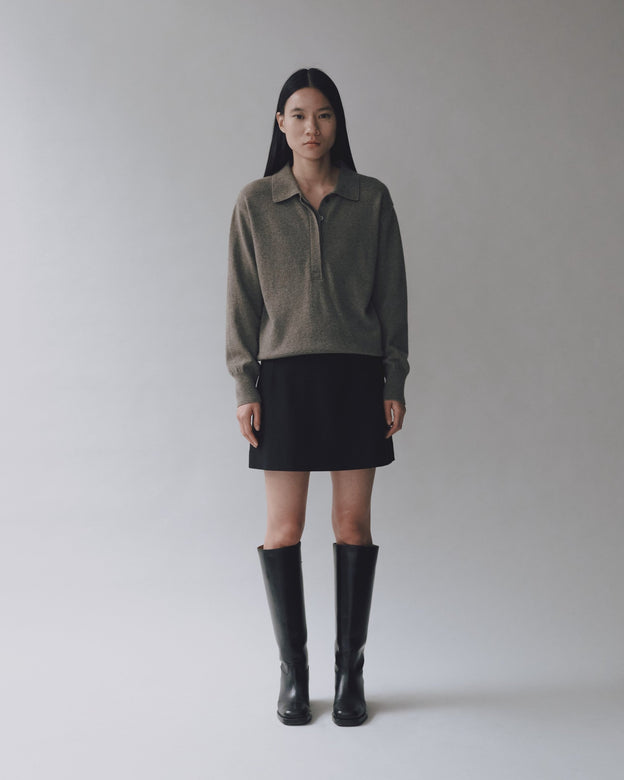 cashmere blend polo sweater | griege