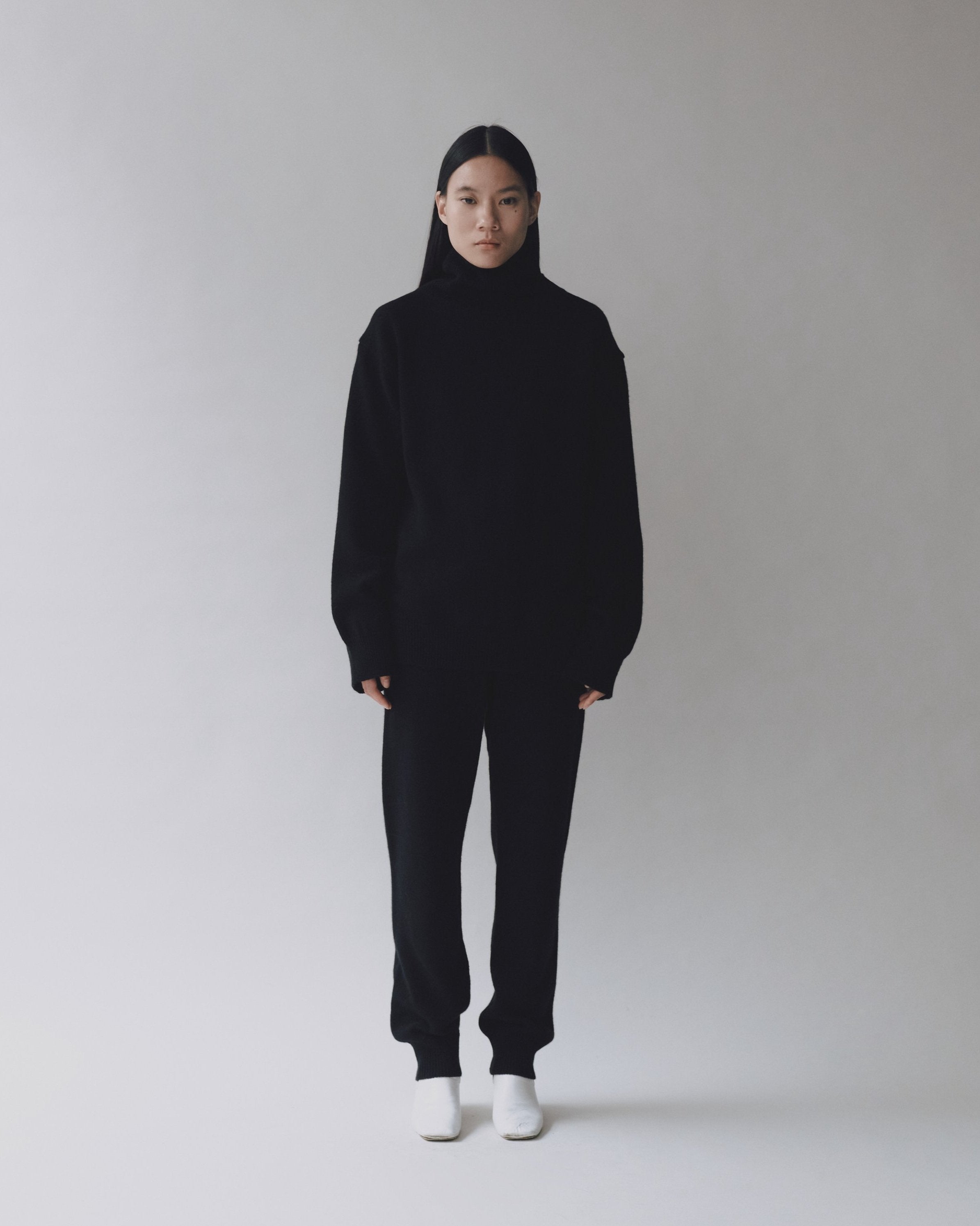 cashmere blend knit pants | black