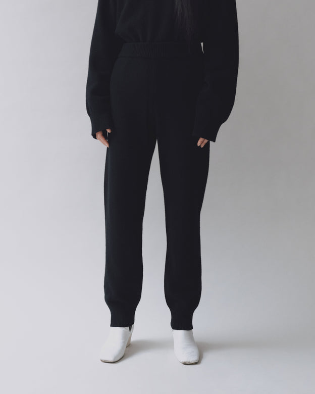 cashmere blend knit pants | black