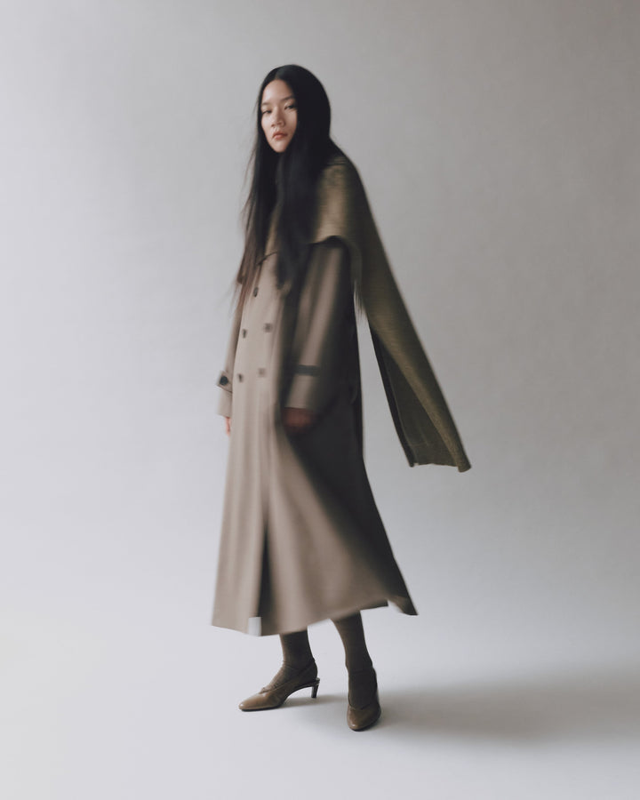 wool blend trench | light olive