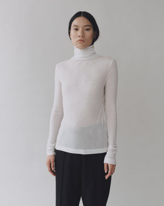 thin ribbed roll neck top | multiple colors