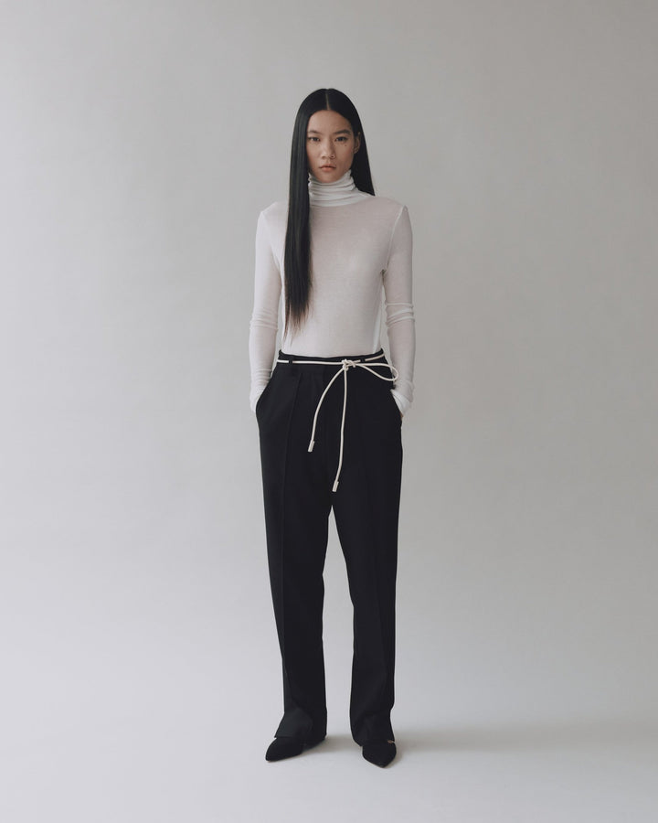 thin ribbed roll neck top | multiple colors