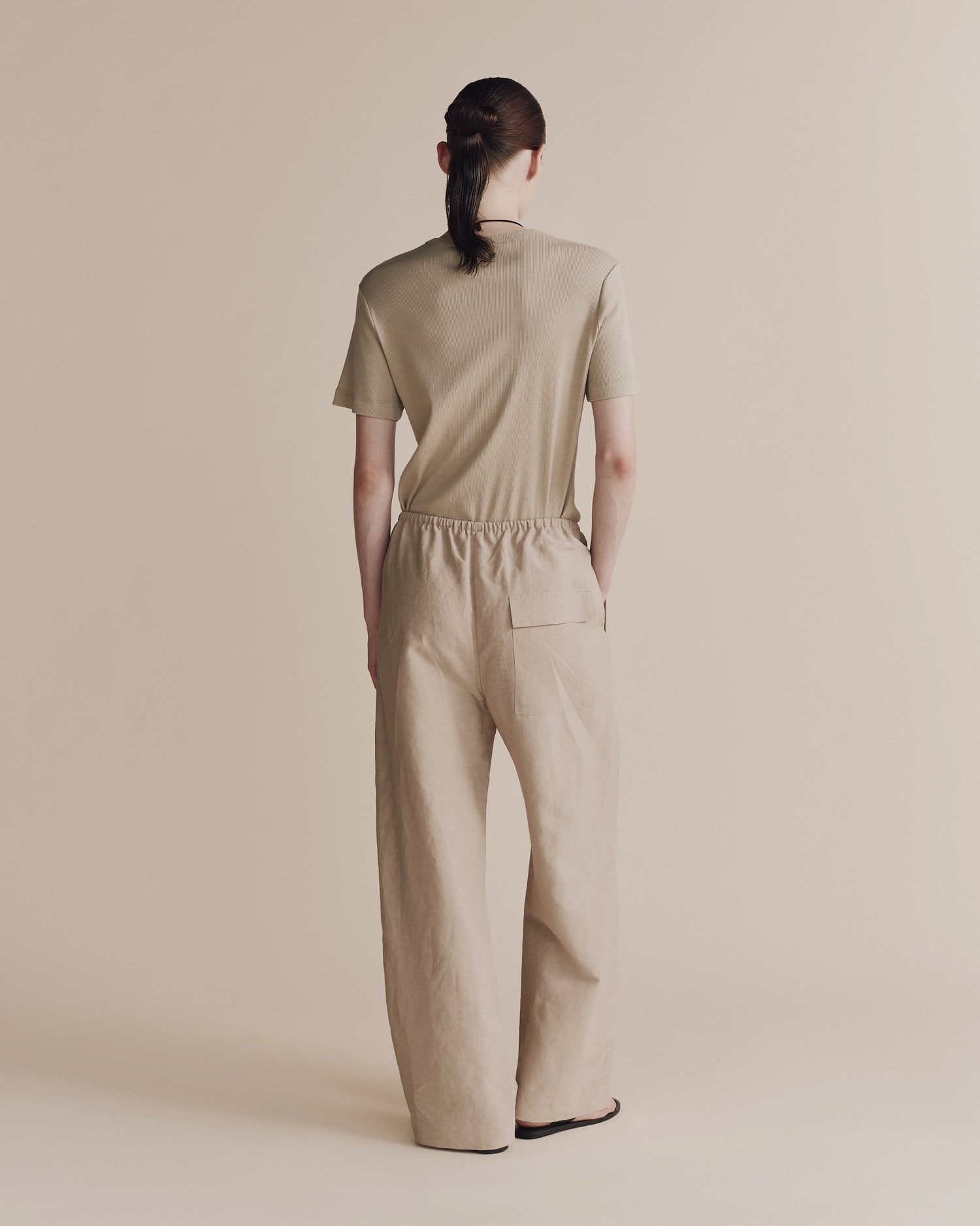 silk linen drawstring pants | light khaki