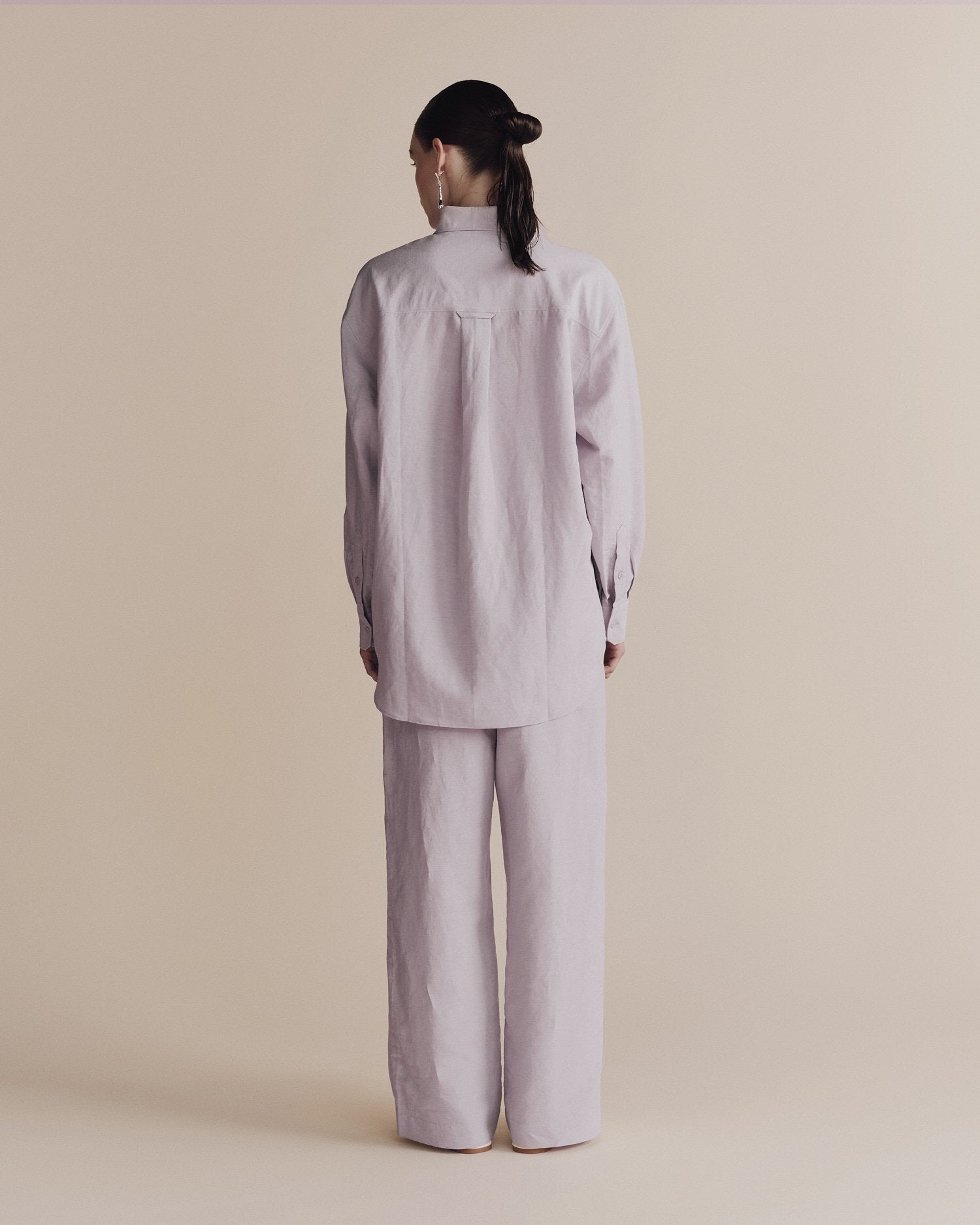 silk linen oversized shirt | lilac