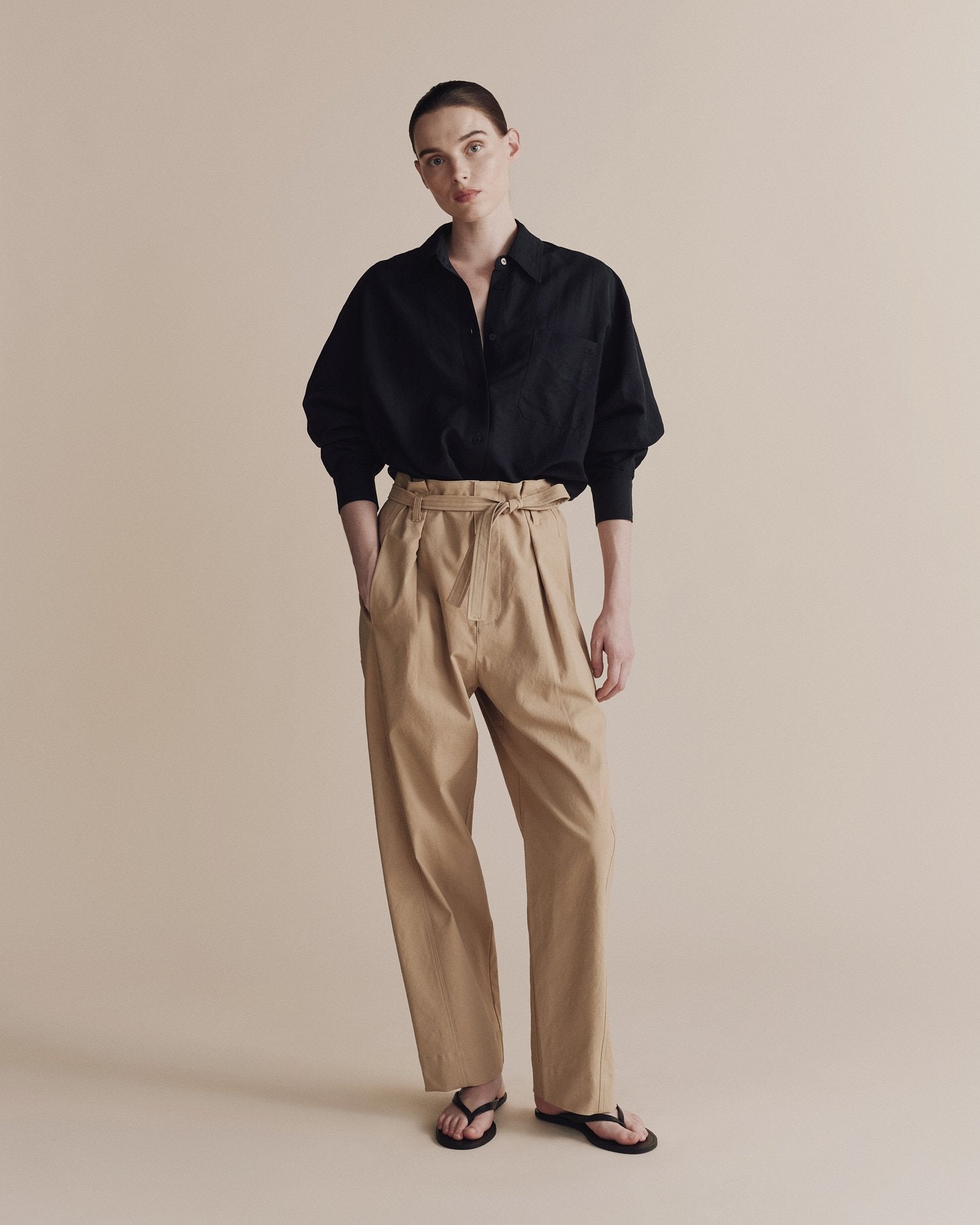 silk linen oversized shirt | dark navy