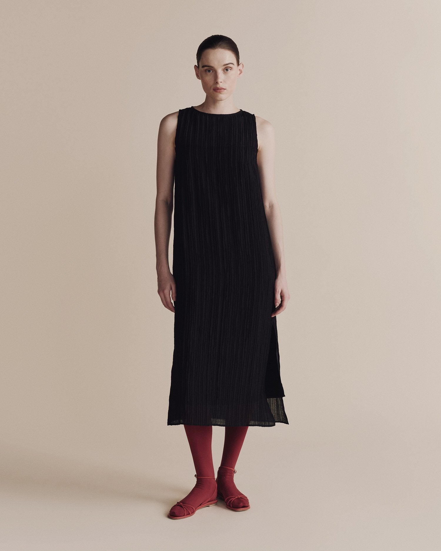 pleated dress | black