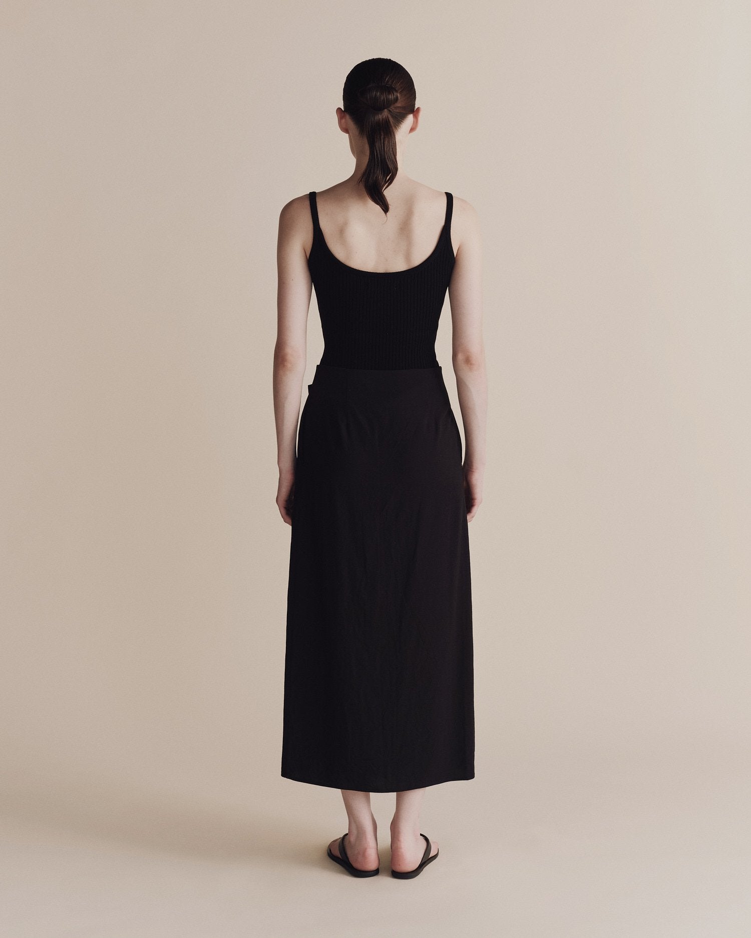 linen blend wrap skirt | black