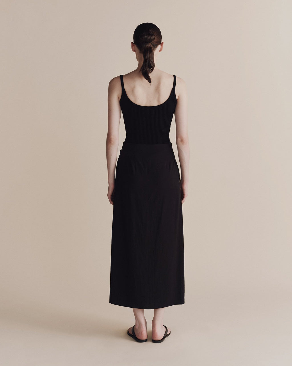 linen blend wrap skirt | black