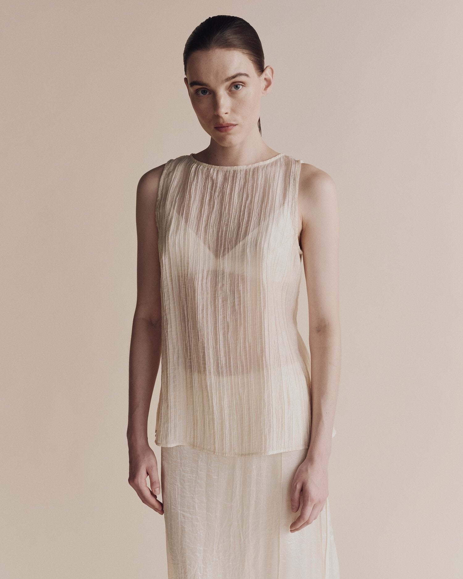 pleated top | cream