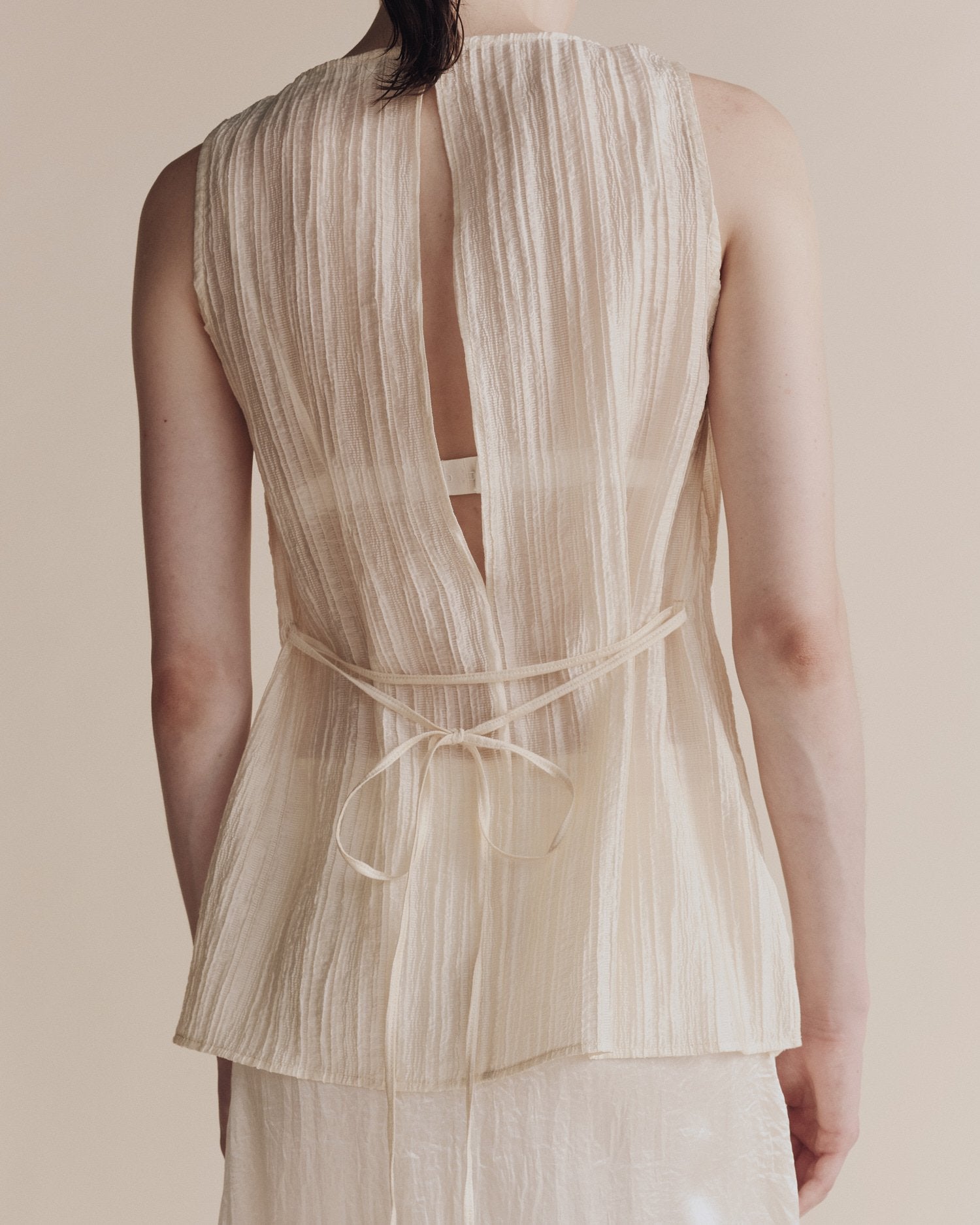pleated top | cream