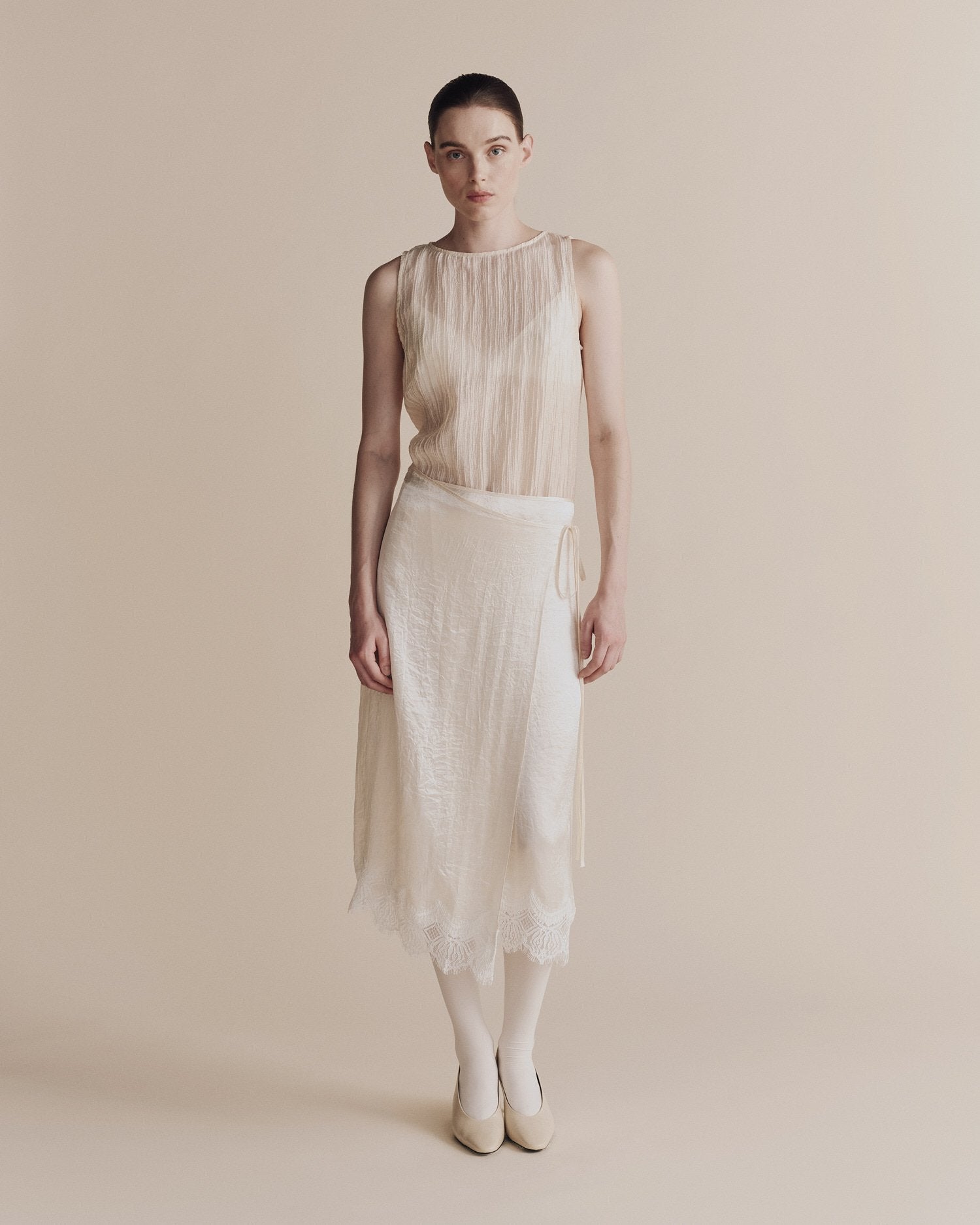 pleated top | cream