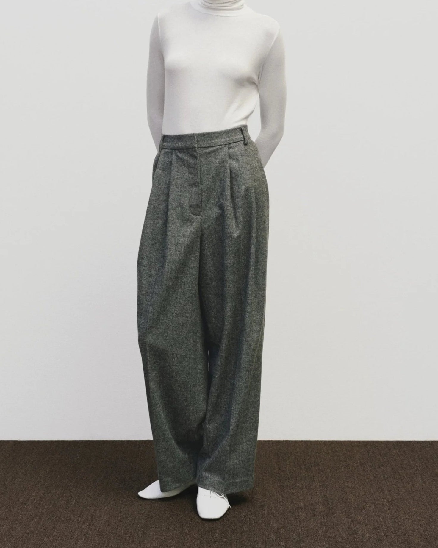 wool blend wide leg pants