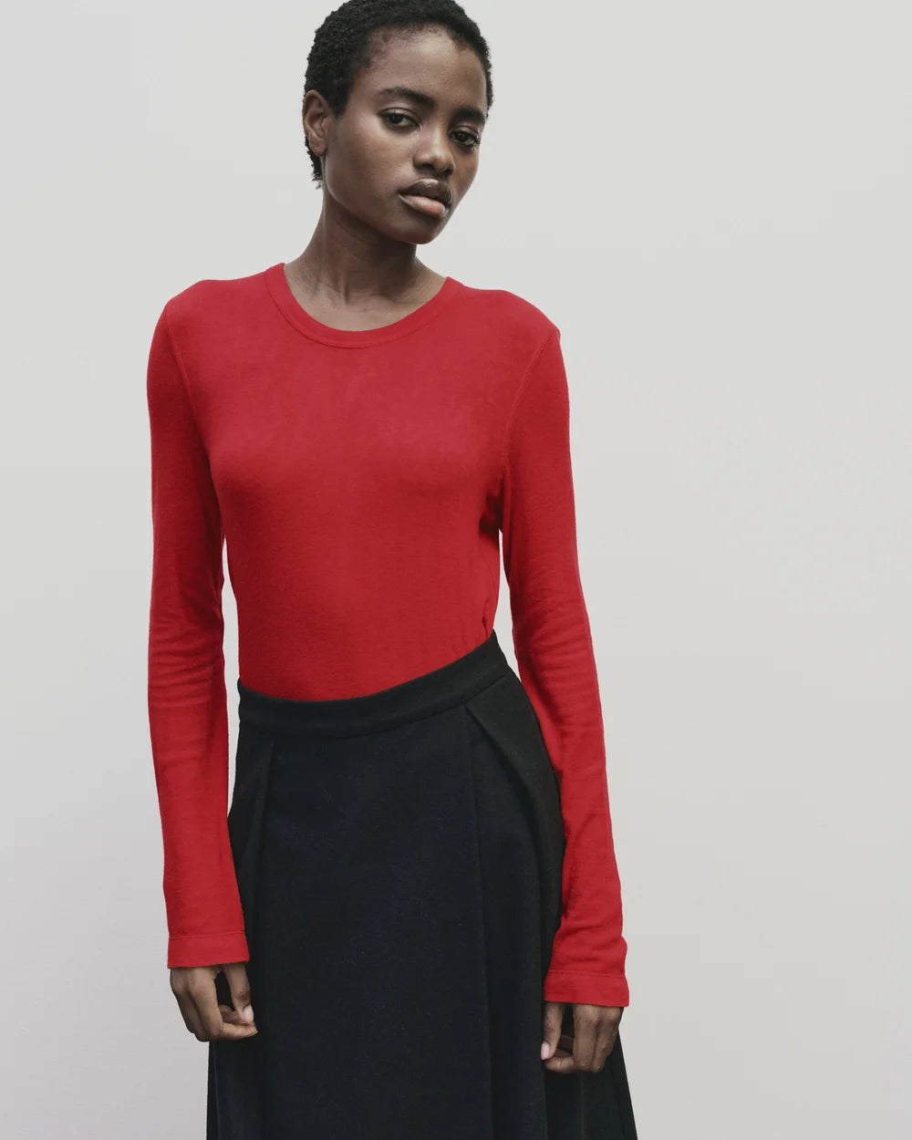 wool tercel crew neck top | multiple colors