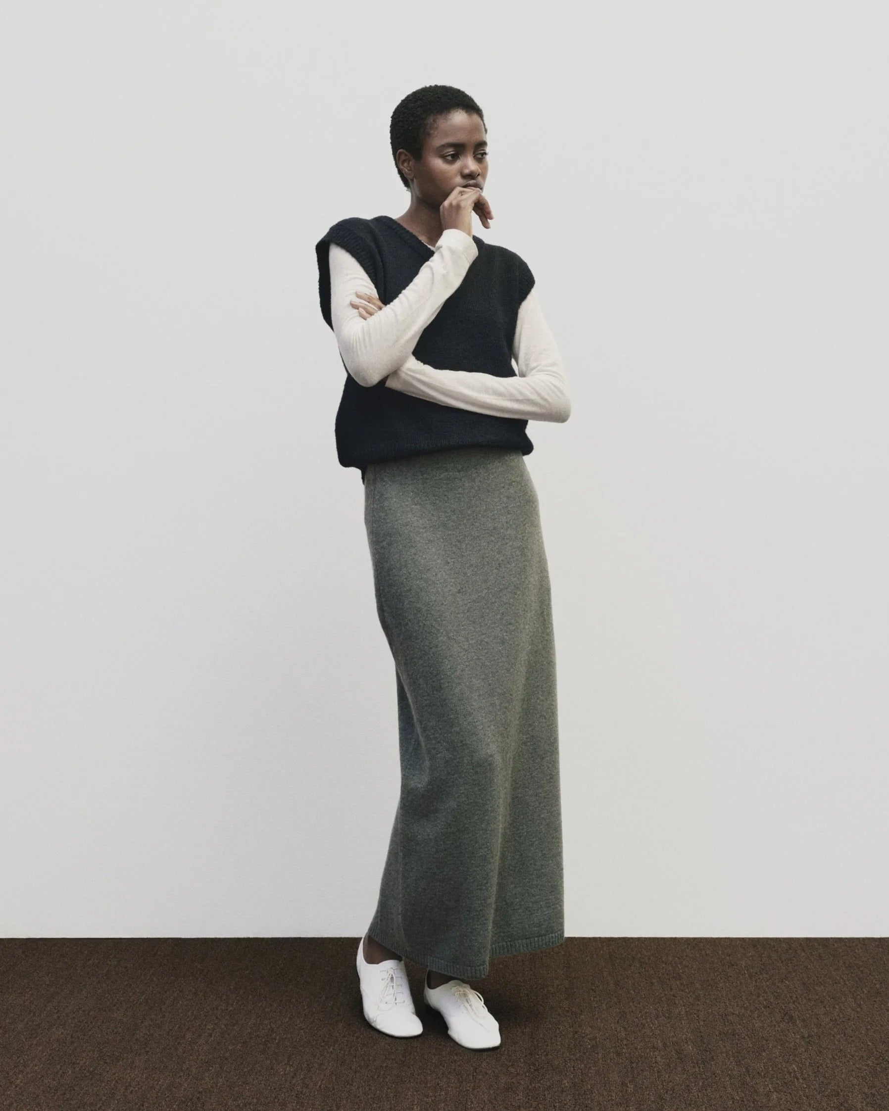 cashmere blend midi skirt | multiple colors