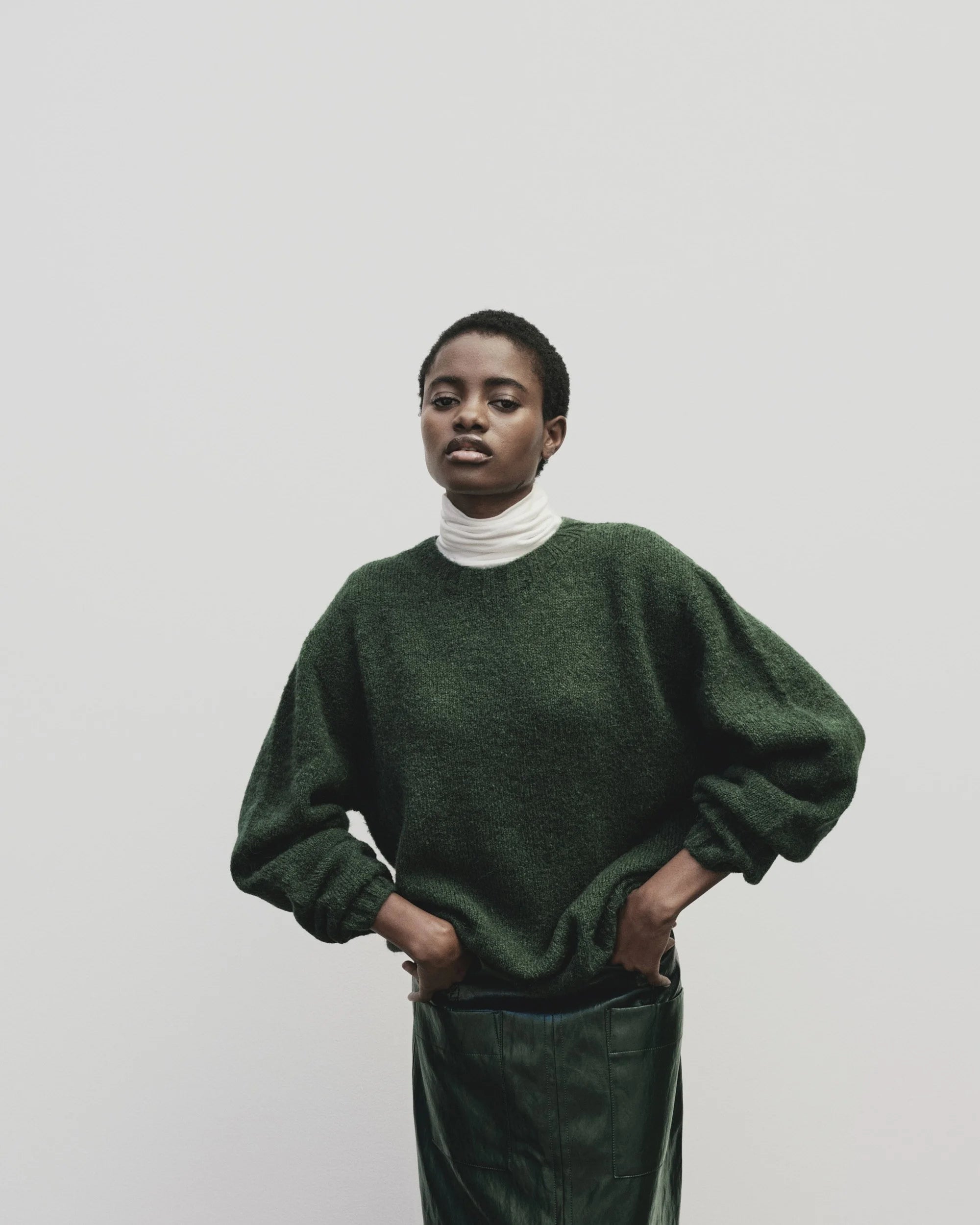 alpaca blend wholegarment knit | green