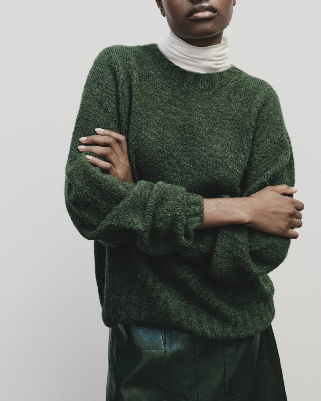 alpaca blend wholegarment knit | green