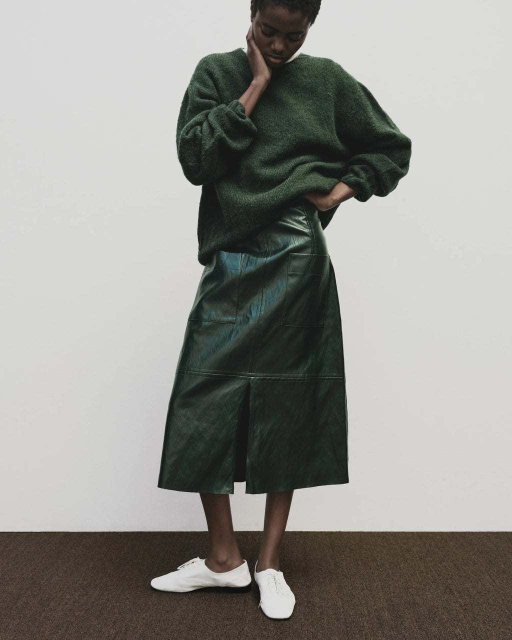 alpaca blend wholegarment knit | green