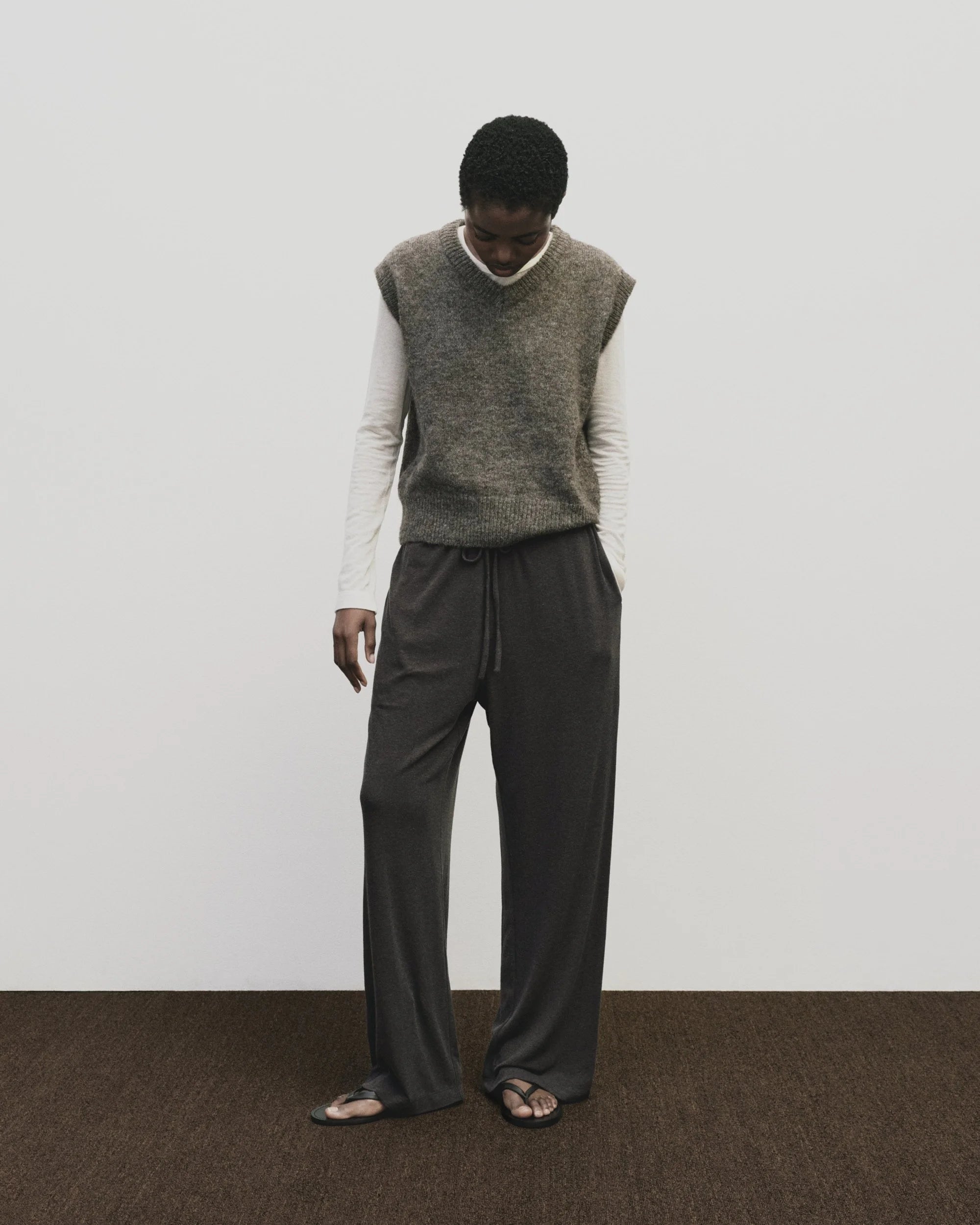 wool cotton jersey pants | charcoal