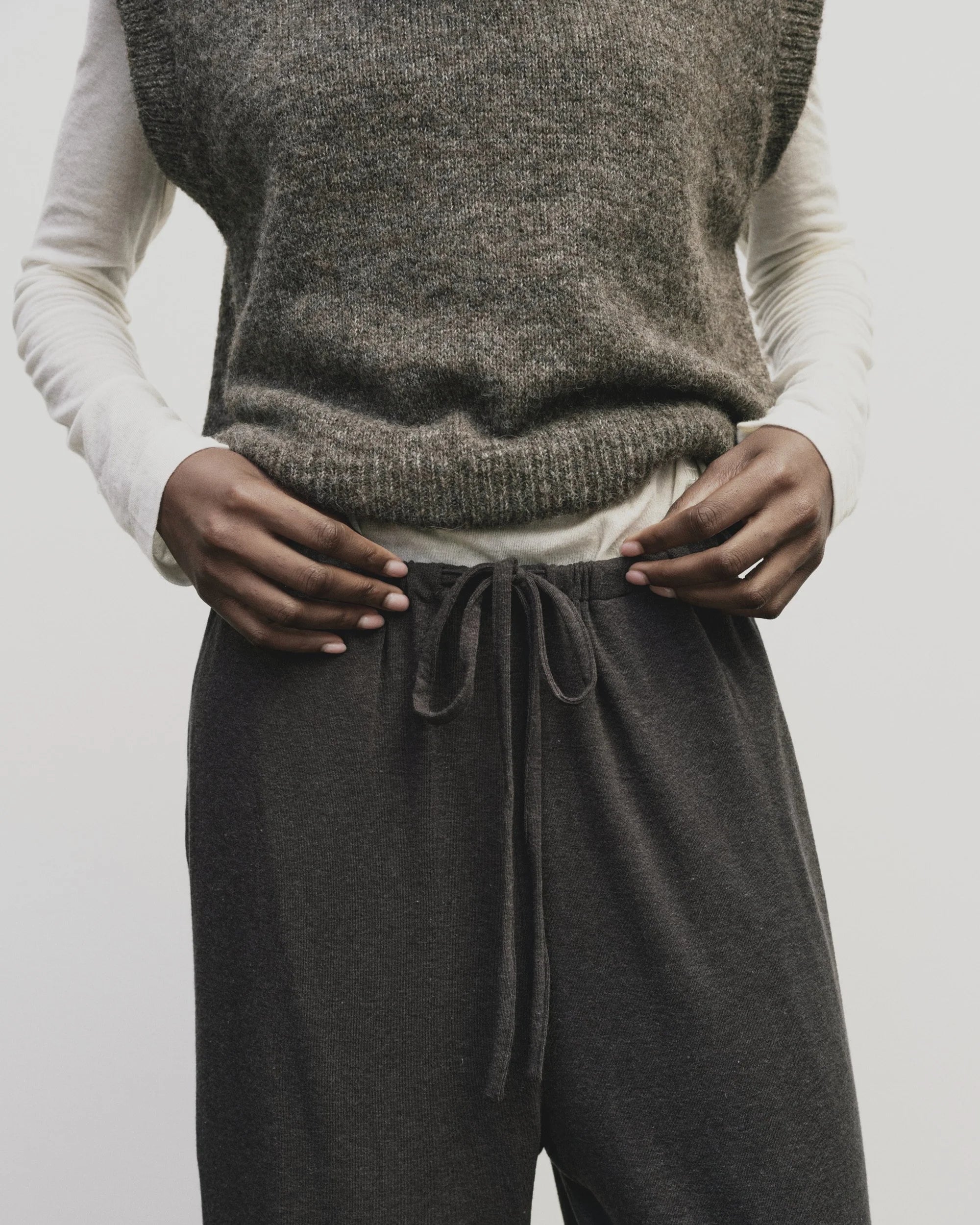 wool cotton jersey pants | charcoal