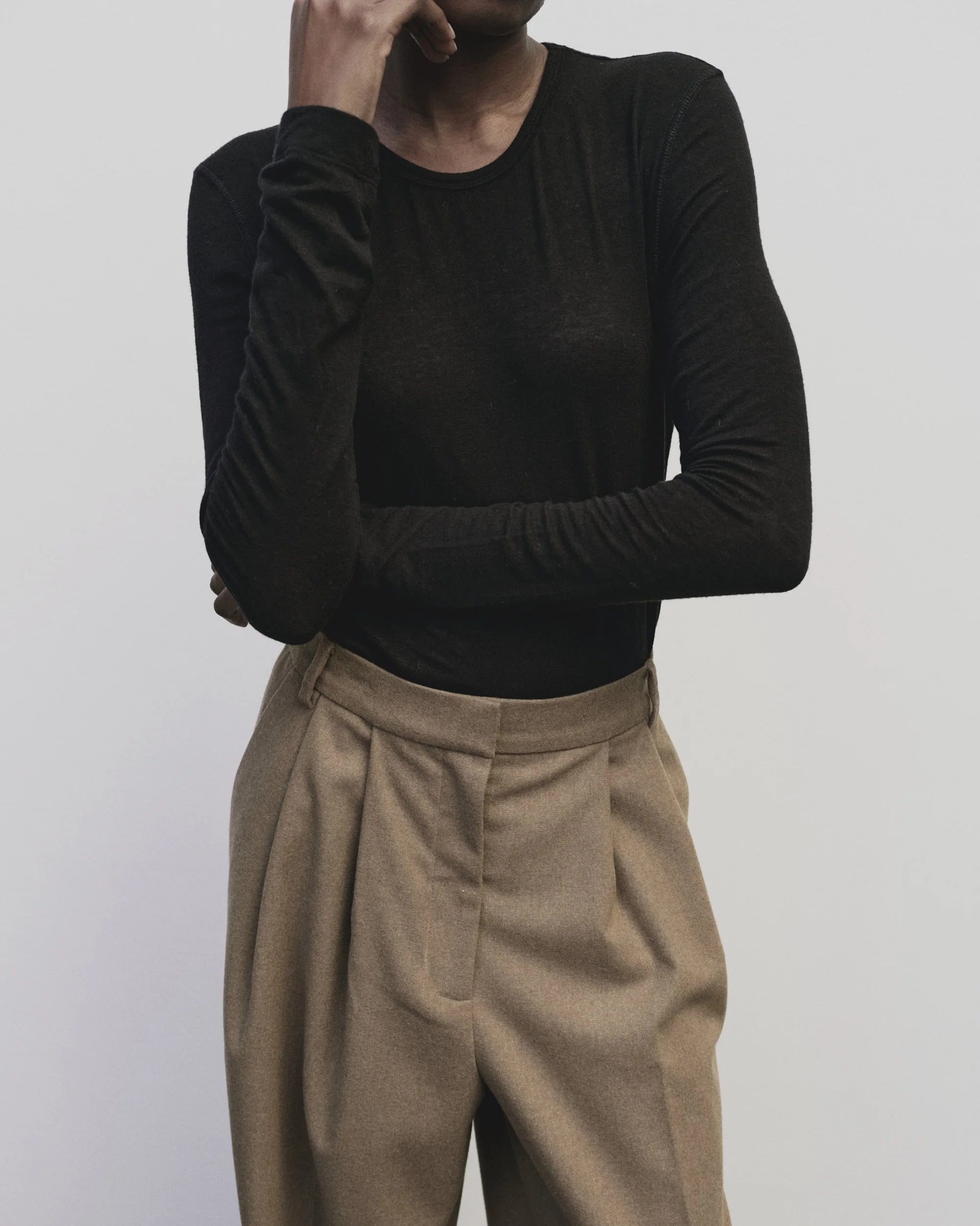 wool tercel crew neck top | multiple colors