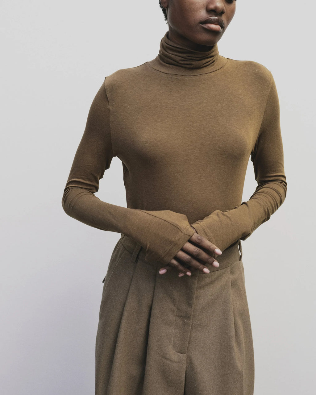 roll neck jersey top | multiple colors