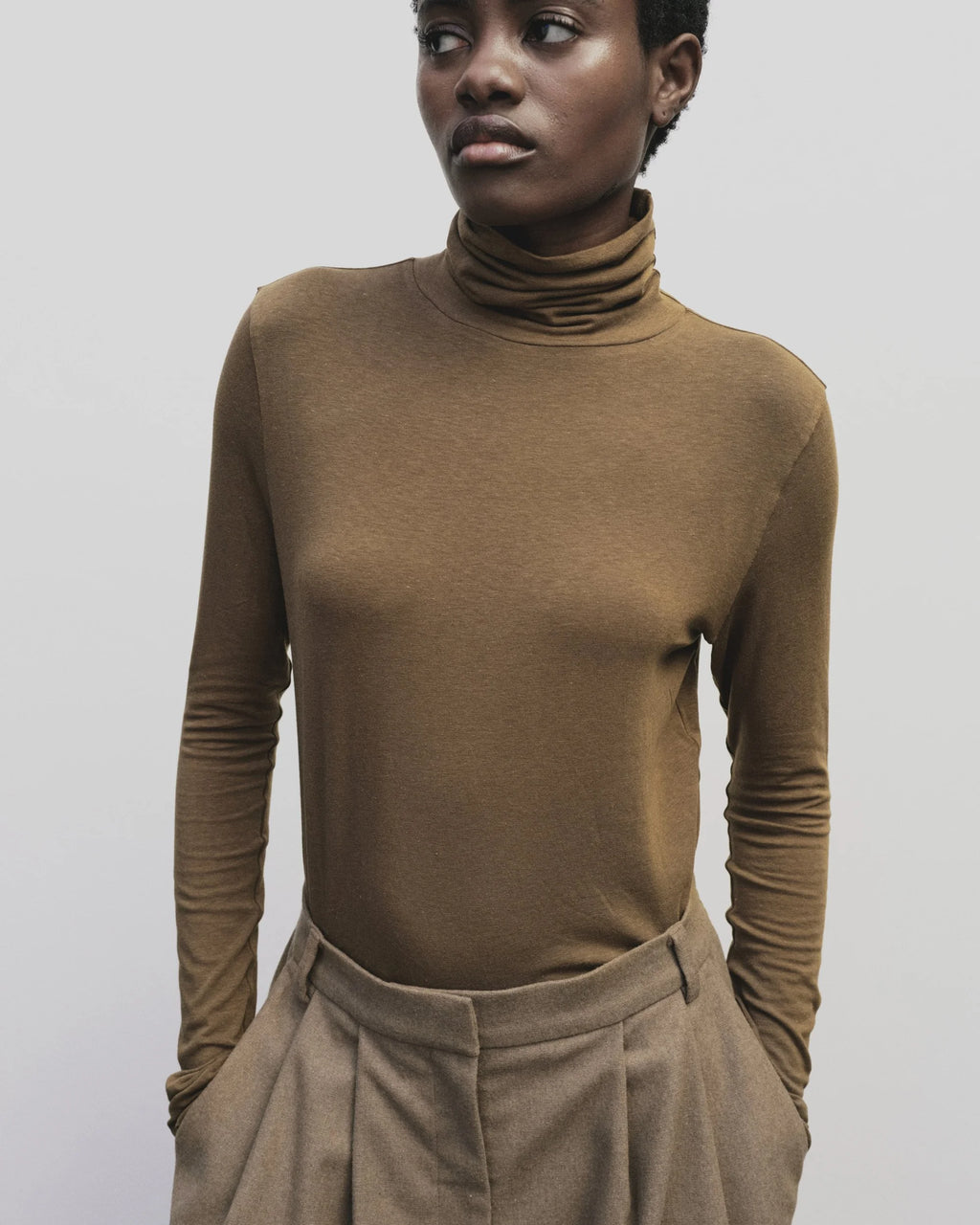 roll neck jersey top | multiple colors