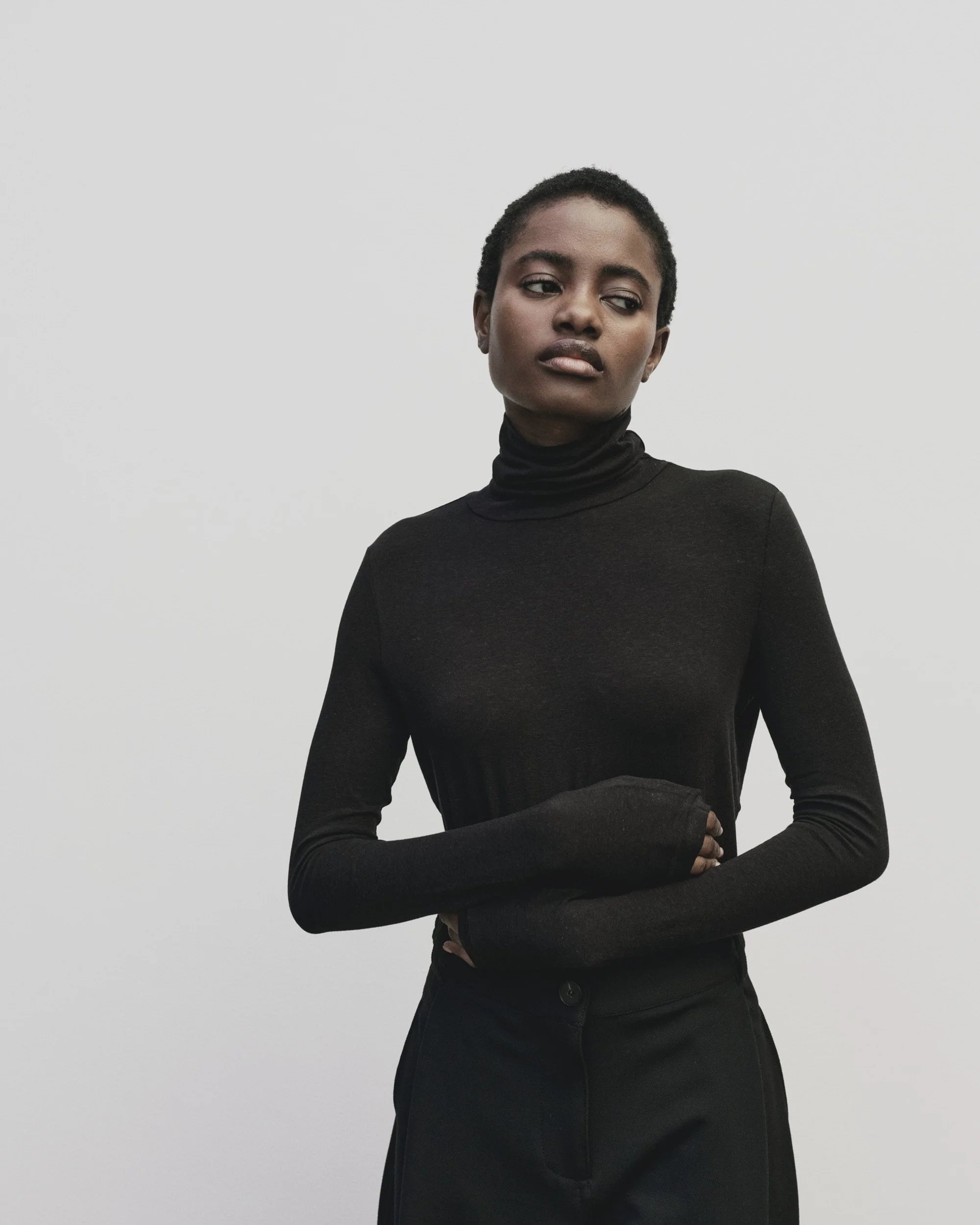 roll neck jersey top | multiple colors