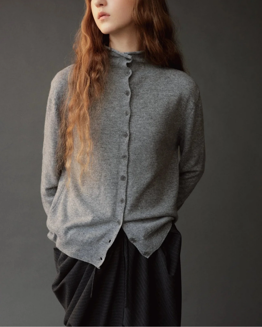 mock neck cardigan
