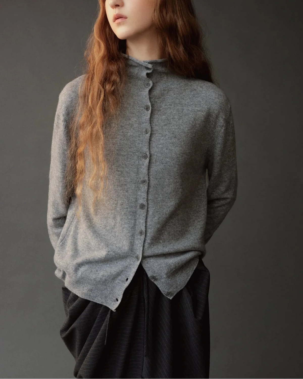 mock neck cardigan