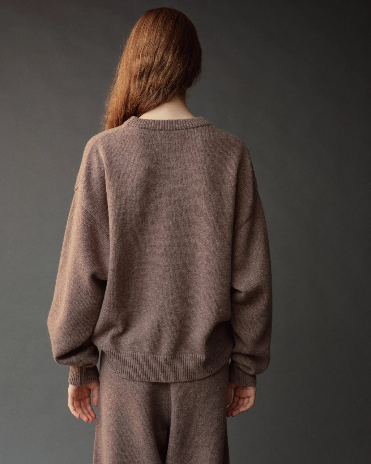 oversized crewneck sweater | dark beige