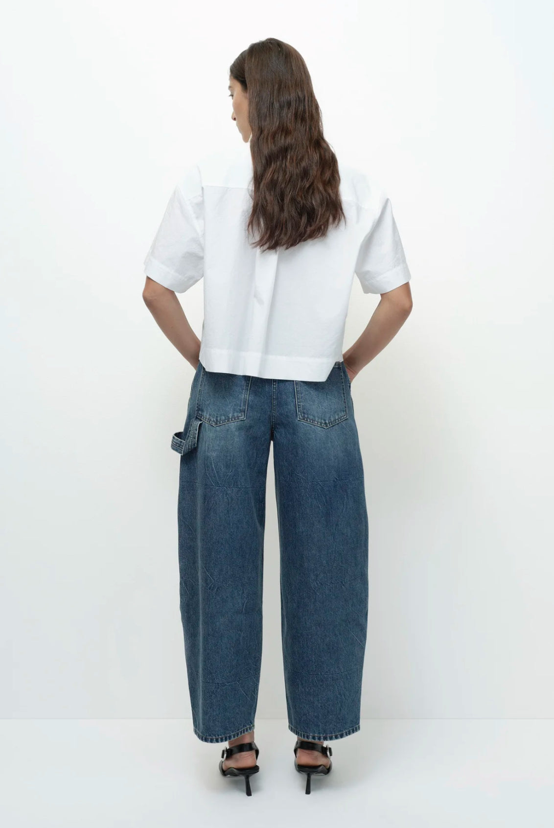 Barrel leg patch denim