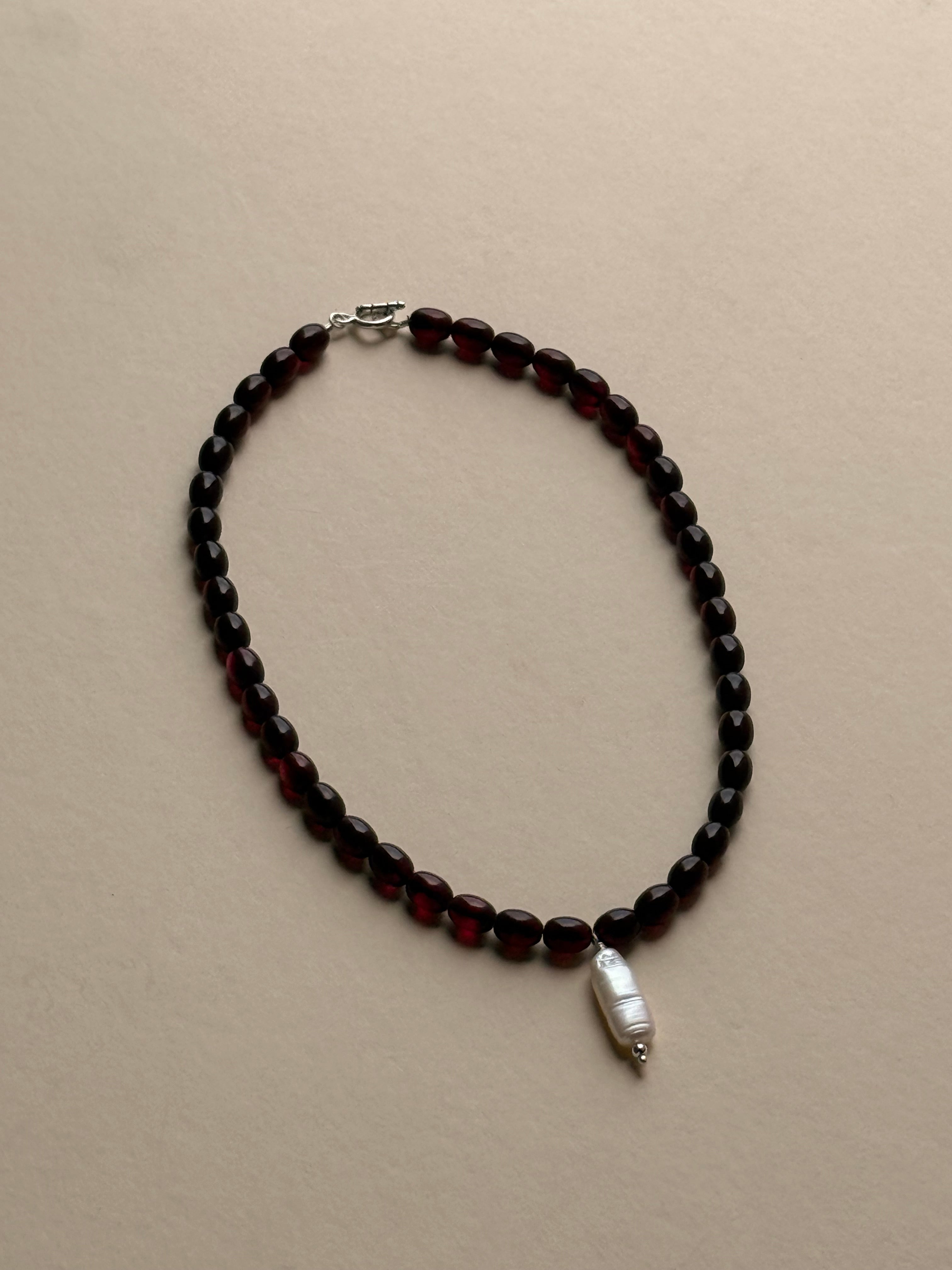 amber with pearl pendant