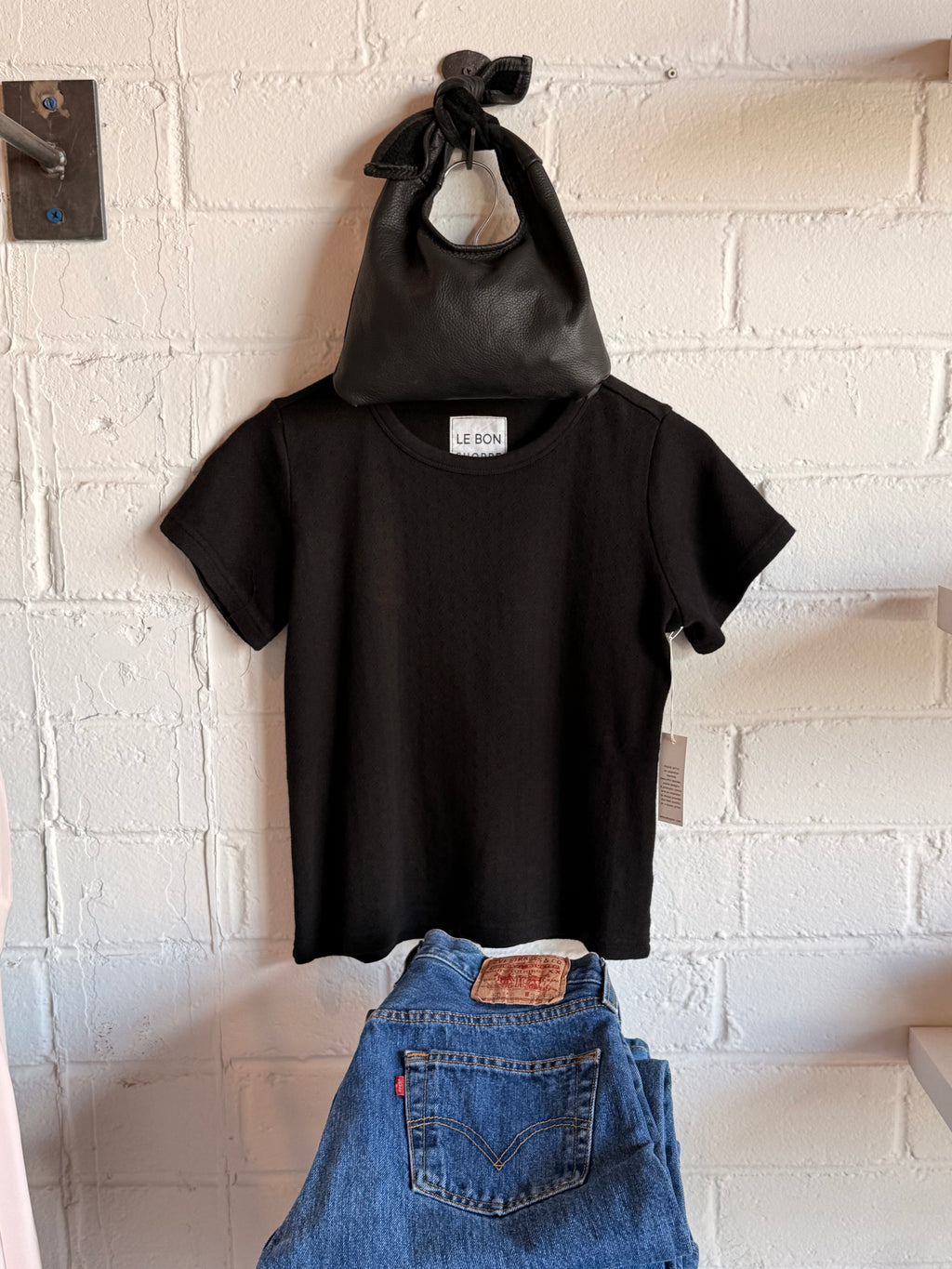babe tee | black pointelle