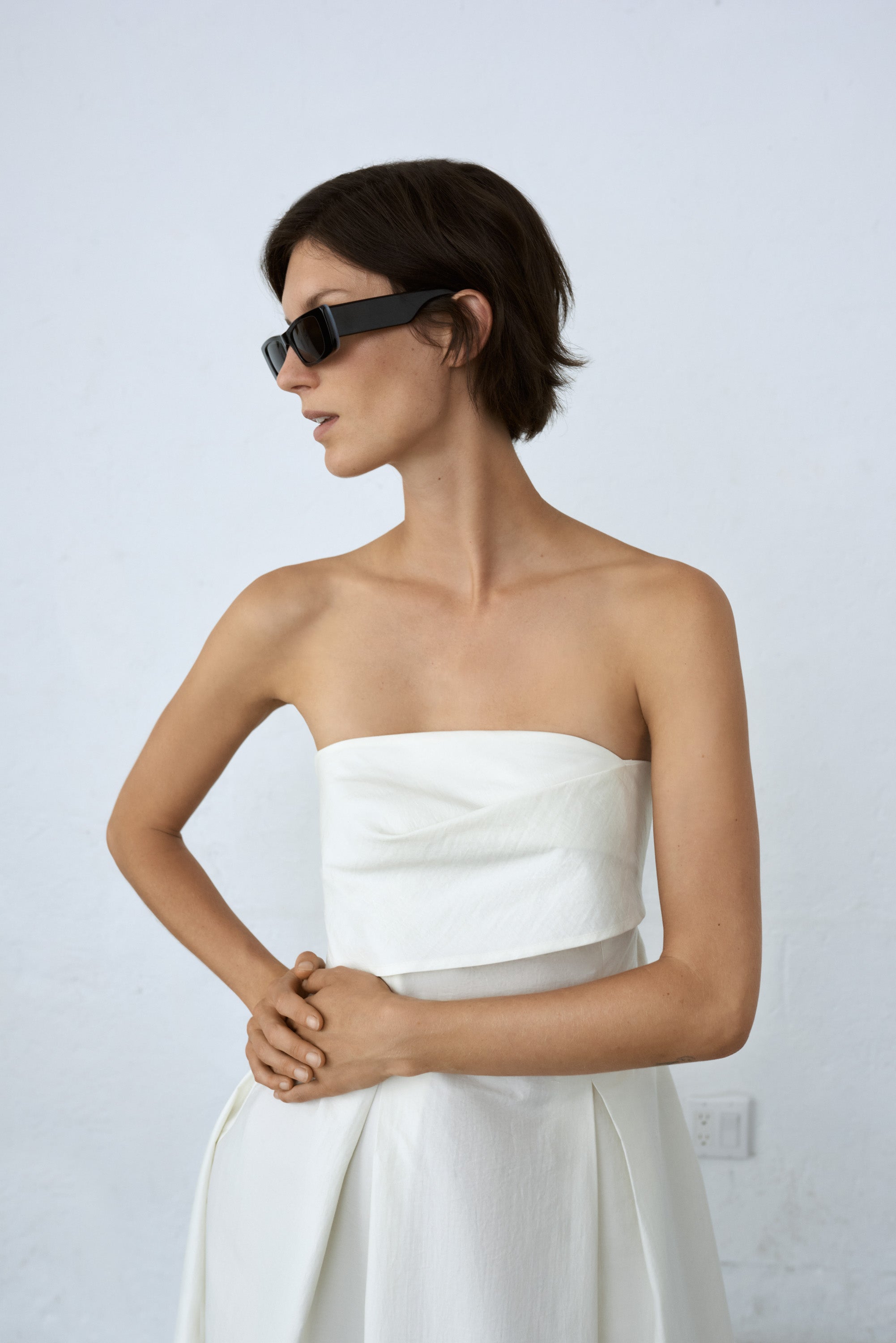 strapless dress | white