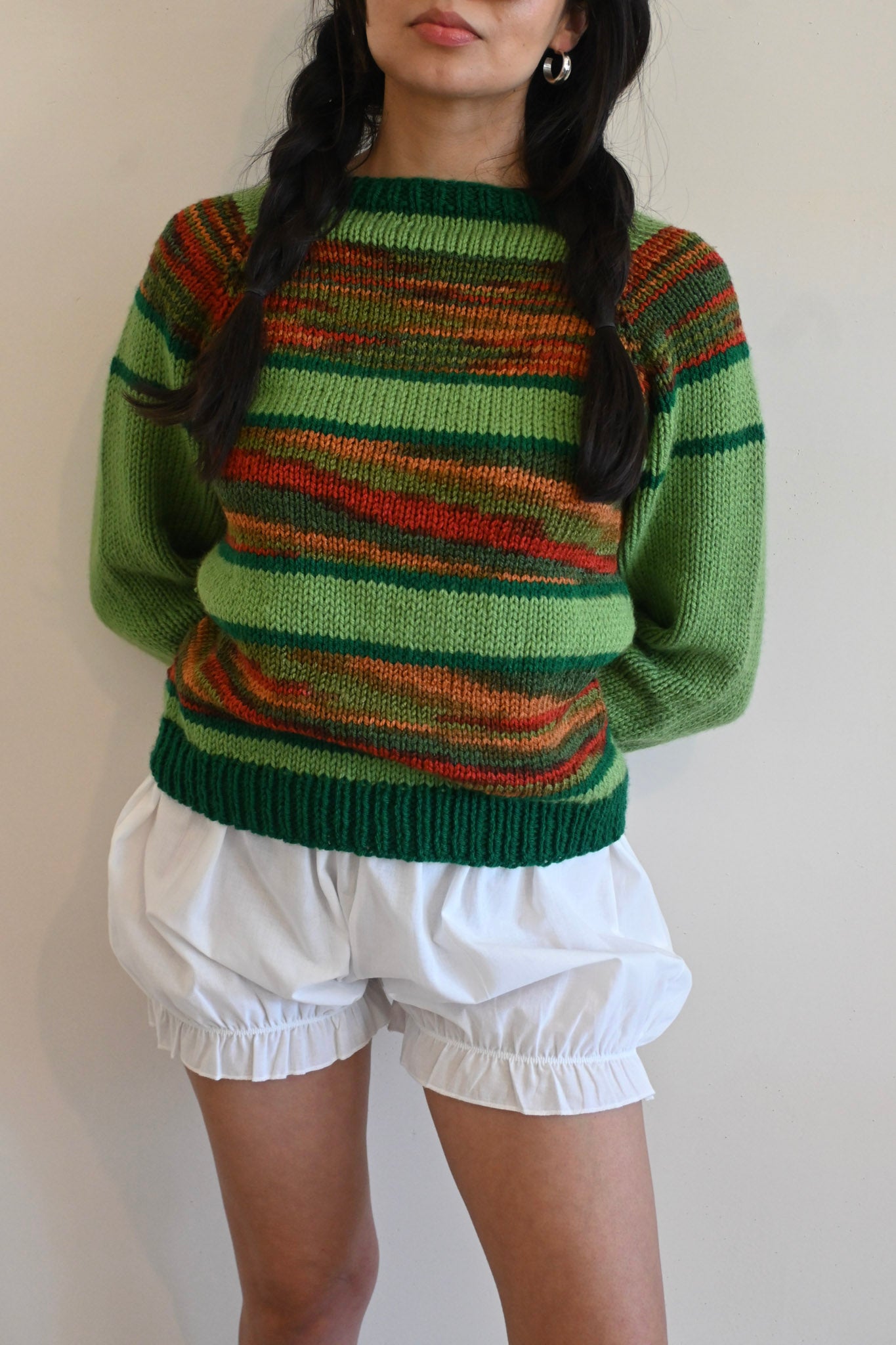 hand knit sweater | green multi