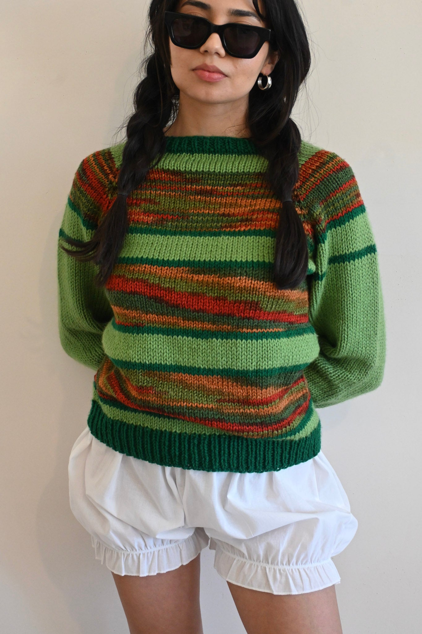 hand knit sweater | green multi