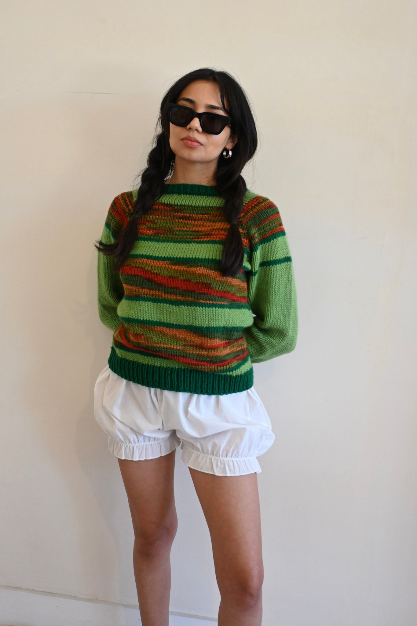 hand knit sweater | green multi