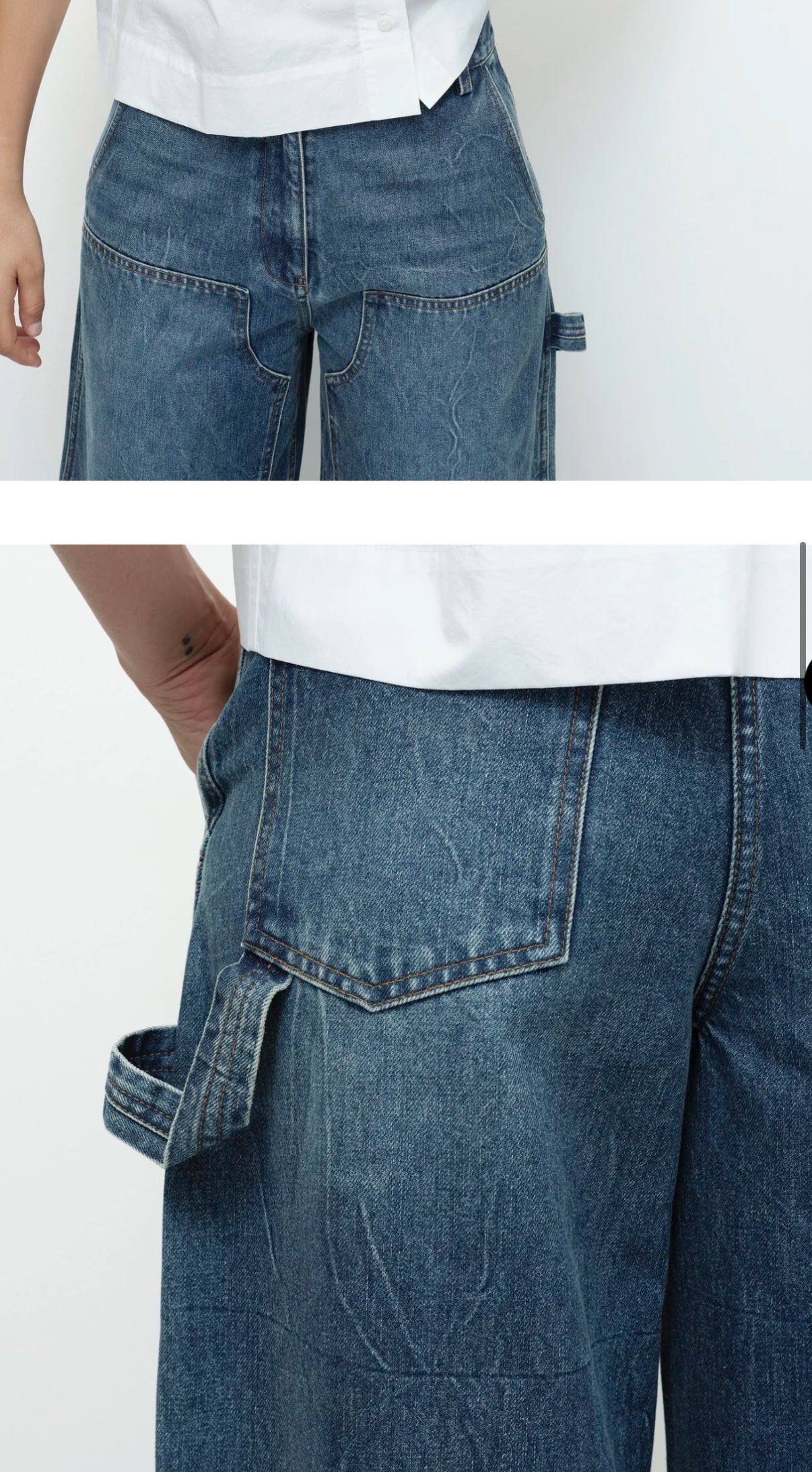 Barrel leg patch denim