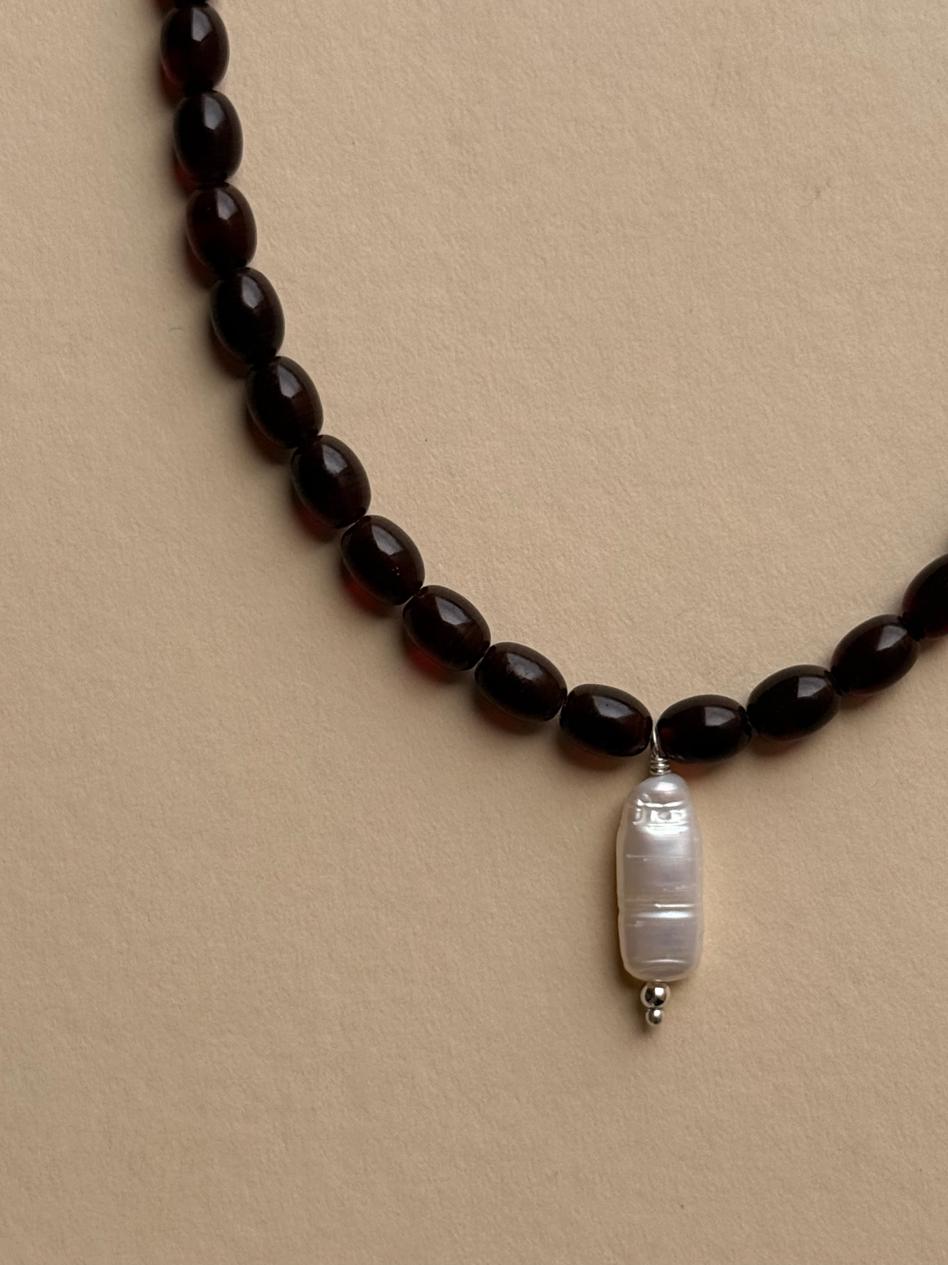 amber with pearl pendant